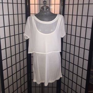 BCBG Perforated Layer Fitted T Shirt Top New